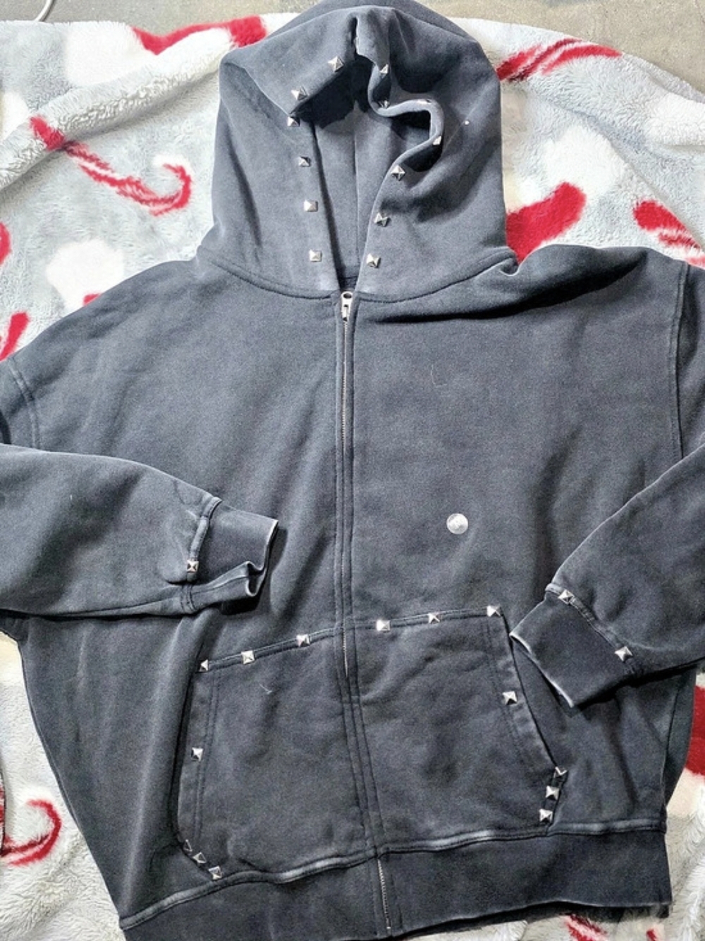 PacSun Studded Hooded Jacket Black Size Medium